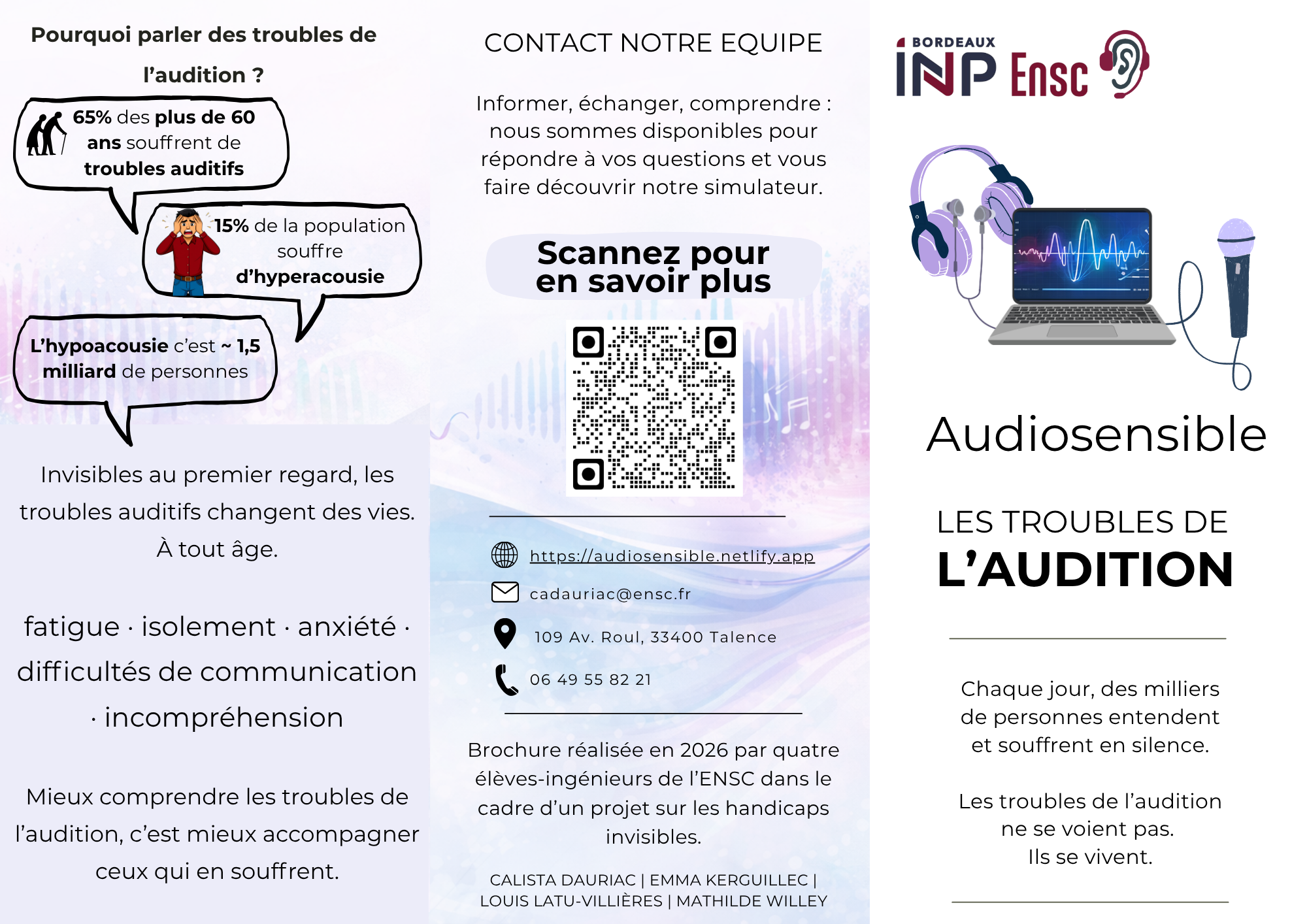 Recto de la brochure Audiosensible